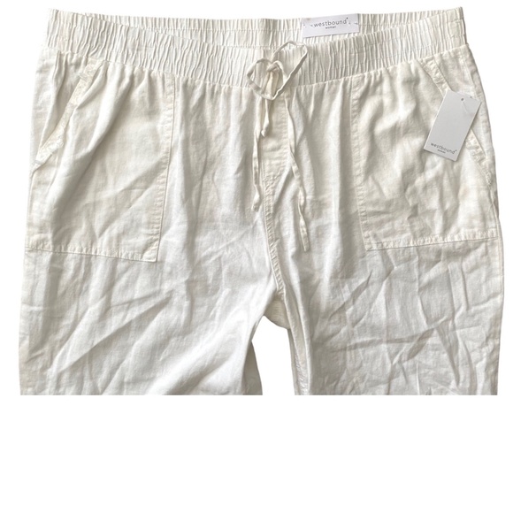 Westbound The Island Crop Mid Rise Wide Leg Frayed Hem Linen Blend Nwt Pants 3X - Picture 2 of 5